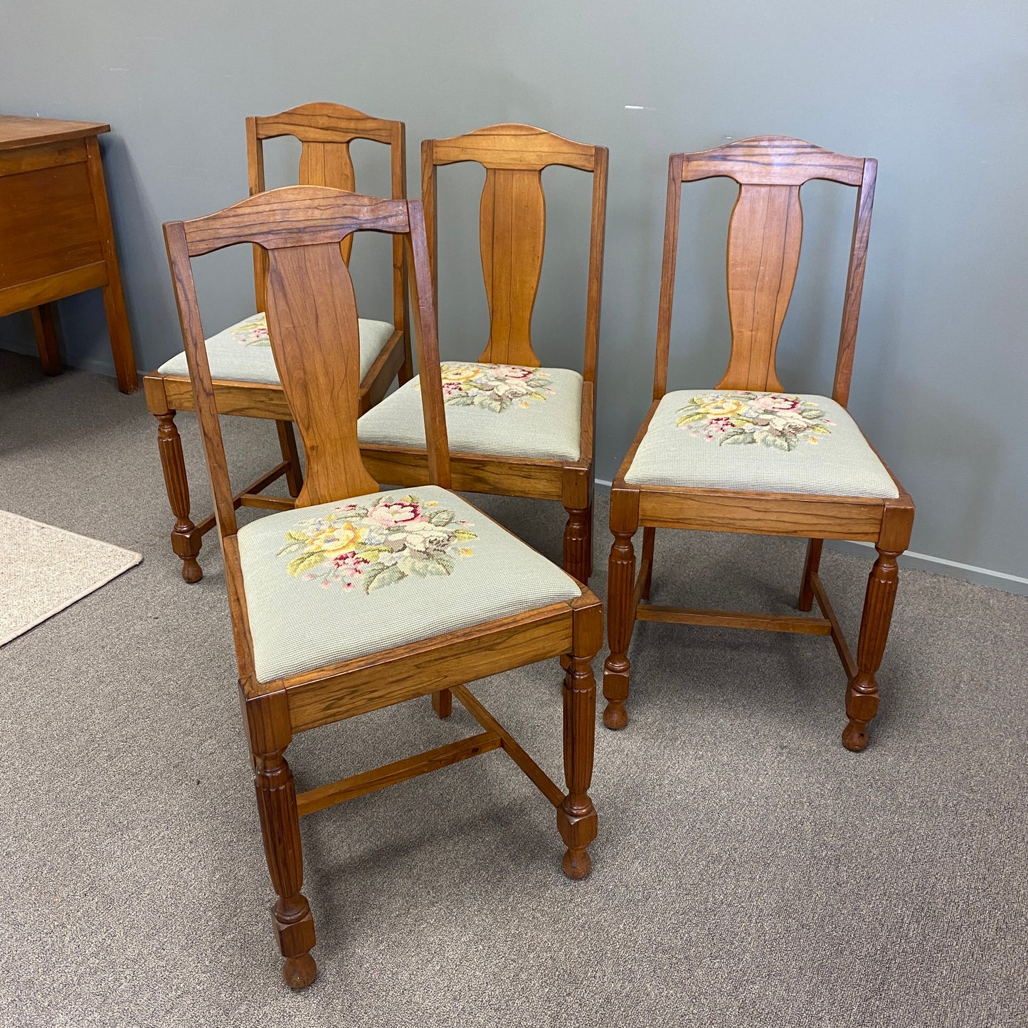 Victorian Style Rimu Dining Chairs x 4