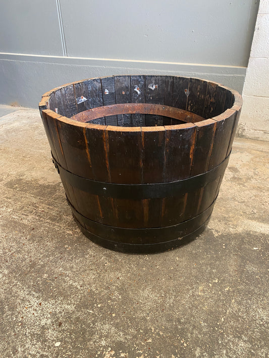 Vintage American White Oak Whiskey Barrel Planter