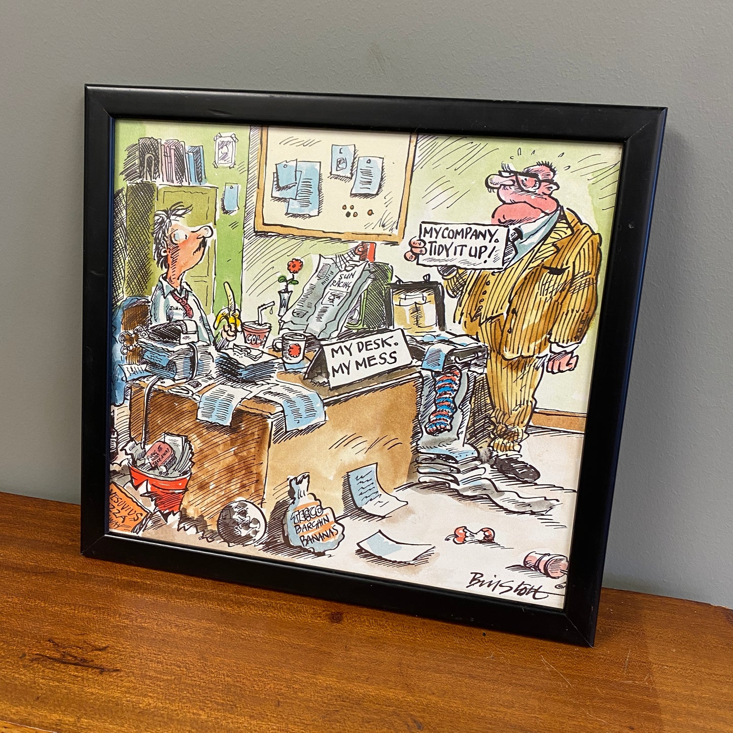 Vintage Bill Stott 'Corporate' Cartoon Framed