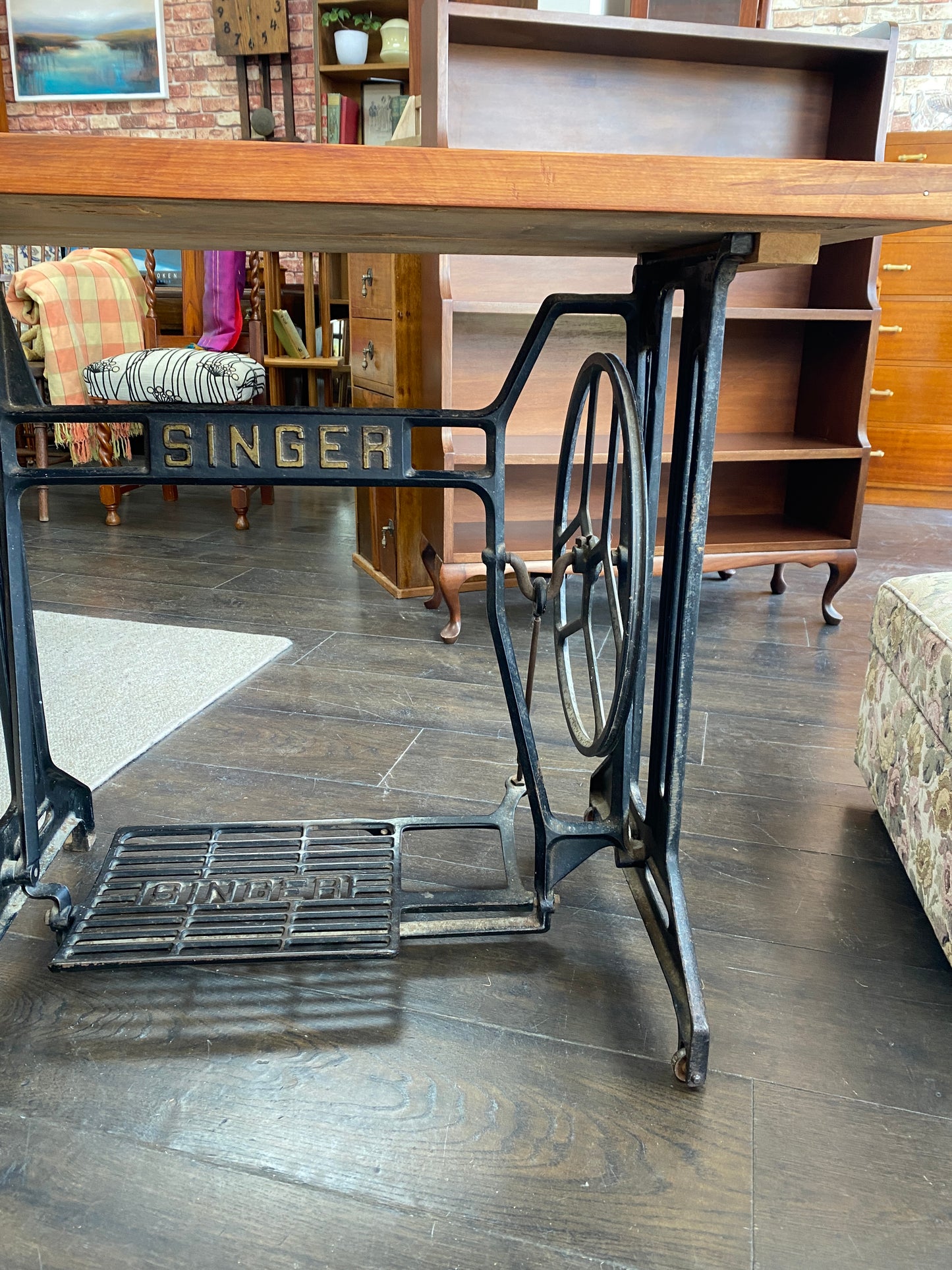 Vintage Cast Singer & Rimu Desk