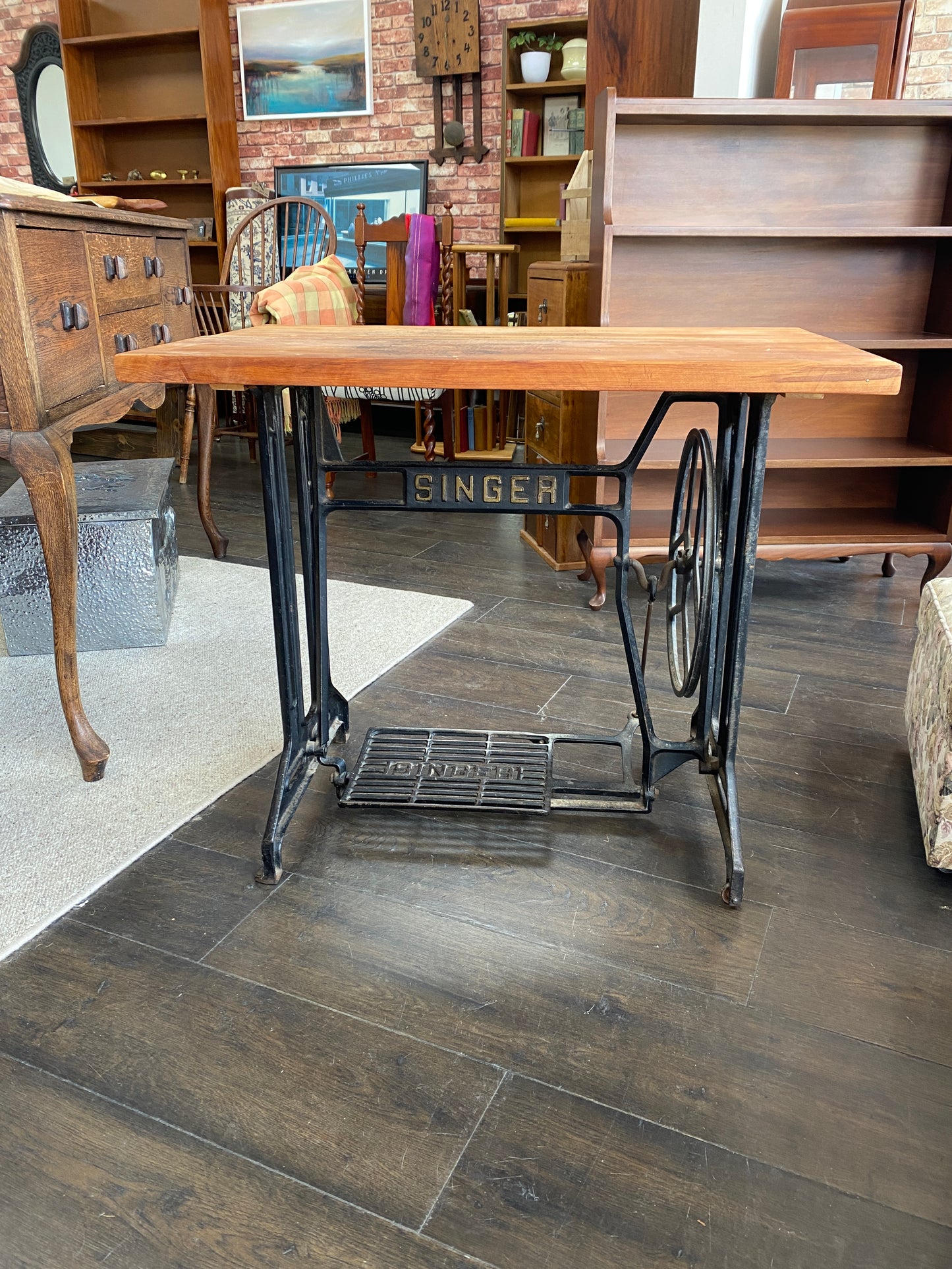 Vintage Cast Singer & Rimu Desk