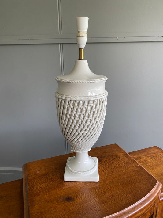 Vintage Ceramic Lattice Basketweave Lamp