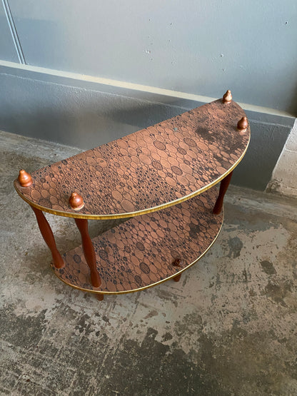 Vintage Copper Top Whatnot Demi Lune Shelf