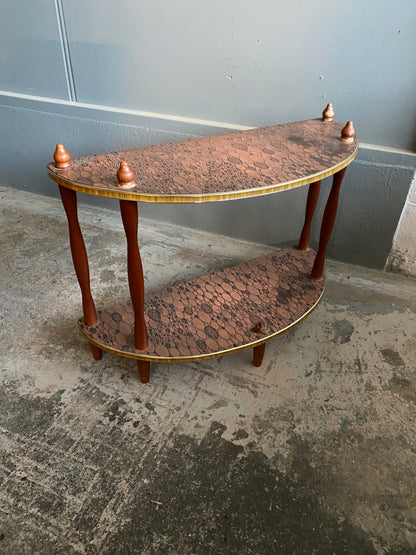 Vintage Copper Top Whatnot Demi Lune Shelf
