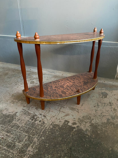 Vintage Copper Top Whatnot Demi Lune Shelf