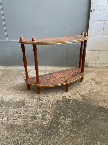 Vintage Copper Top Whatnot Demi Lune Shelf