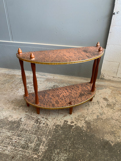 Vintage Copper Top Whatnot Demi Lune Shelf