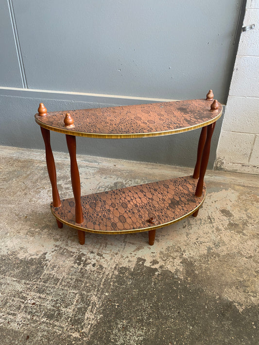 Vintage Copper Top Whatnot Demi Lune Shelf