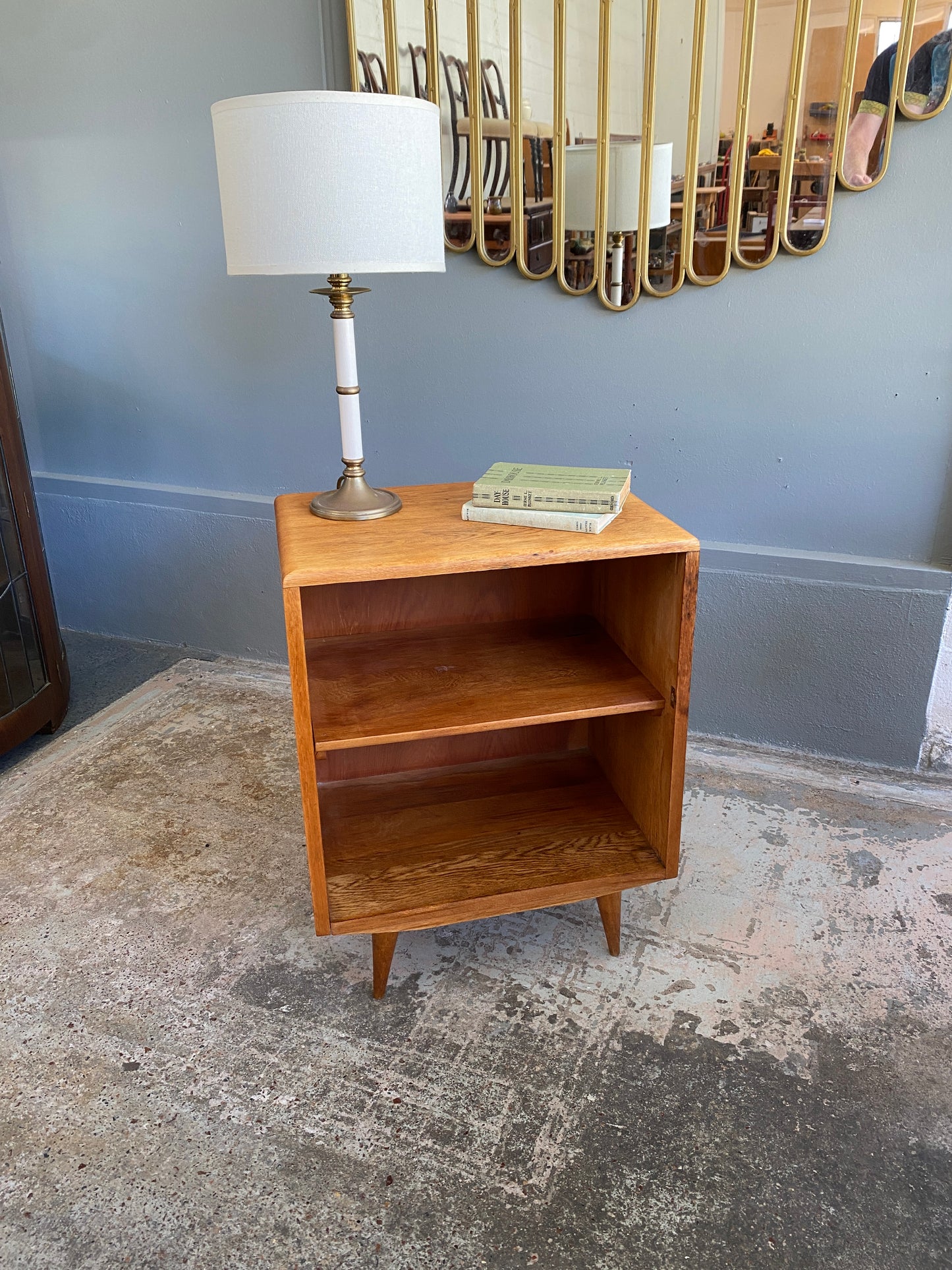 Vintage Custom Made Light Oak Side Table