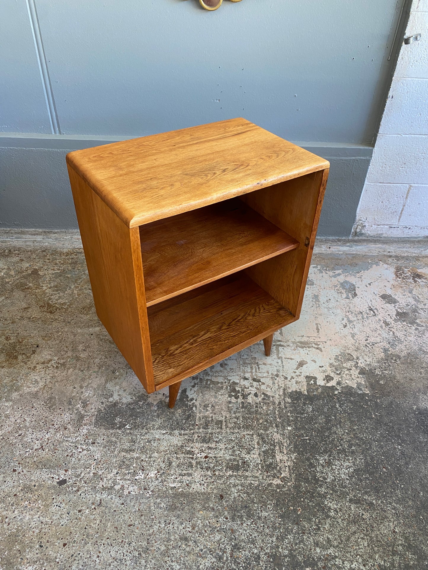 Vintage Custom Made Light Oak Side Table