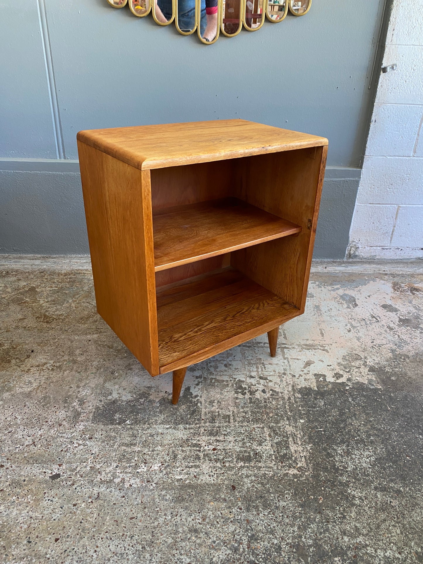 Vintage Custom Made Light Oak Side Table