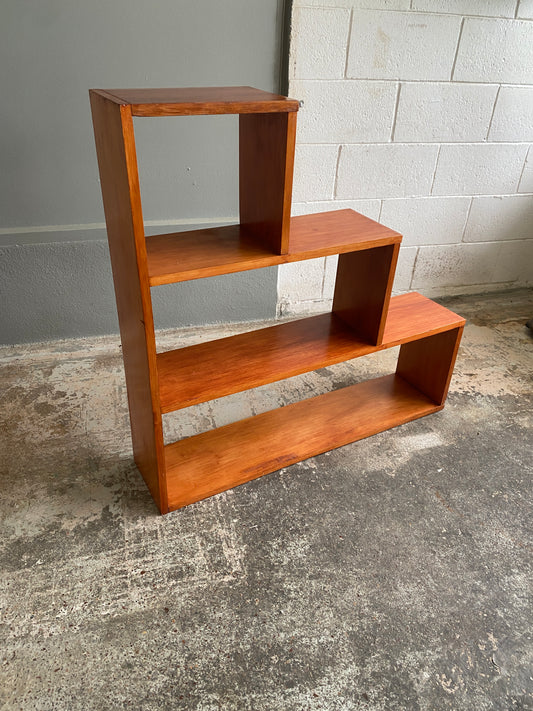 Vintage Custom Made Solid Timber Step Bookcase