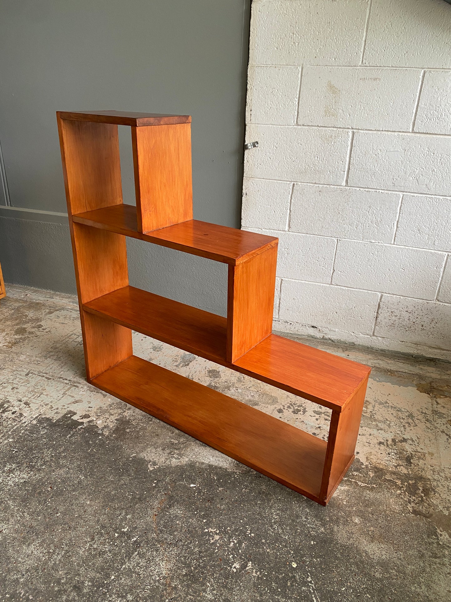 Vintage Custom Made Solid Timber Step Bookcase