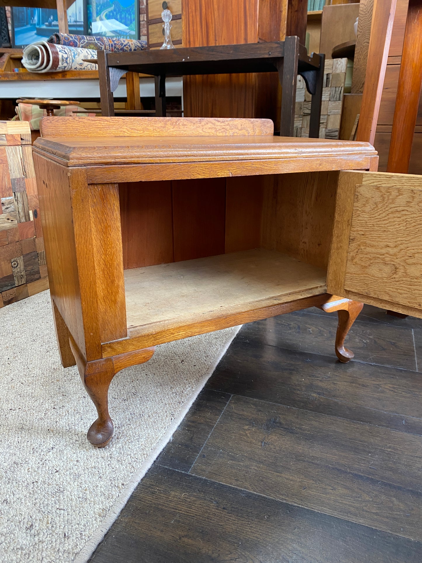 Vintage English Oak Nightstand