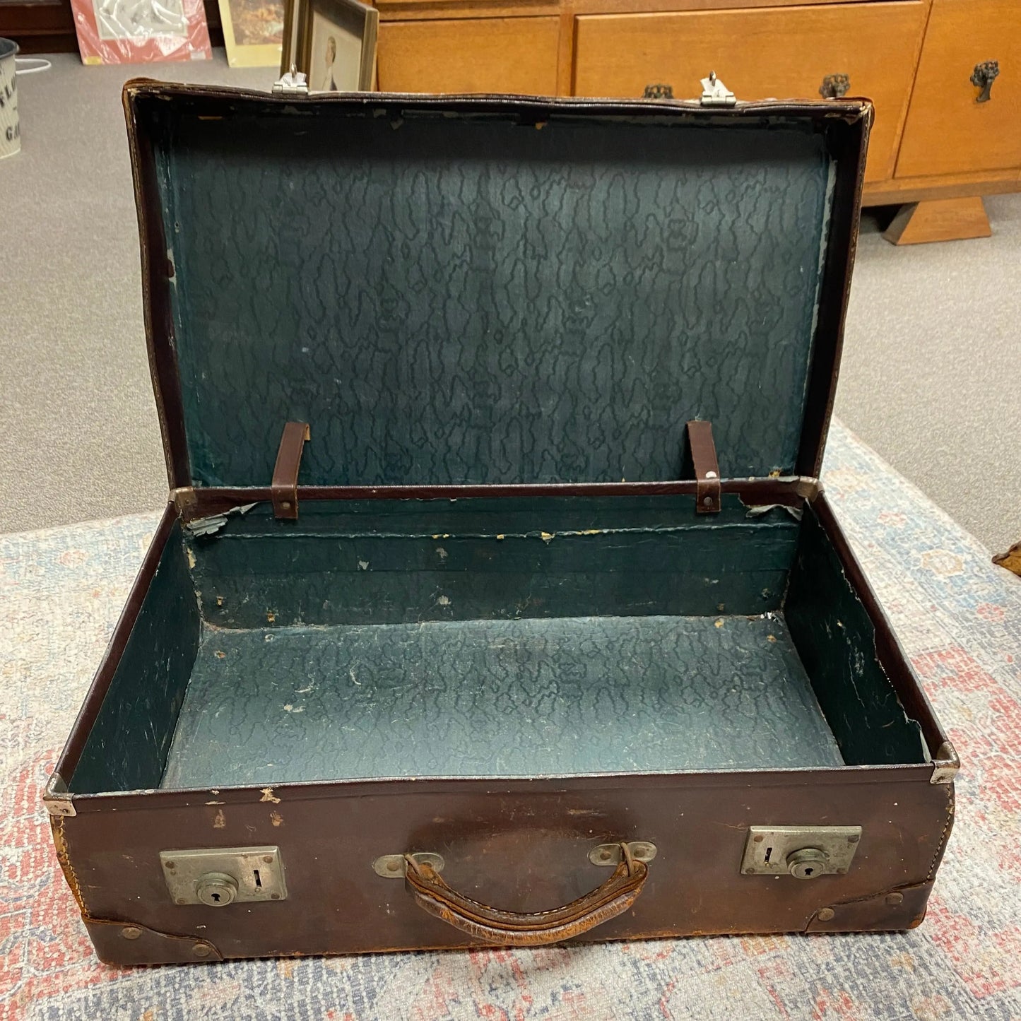 Vintage English Warranted Cowhide Luggage