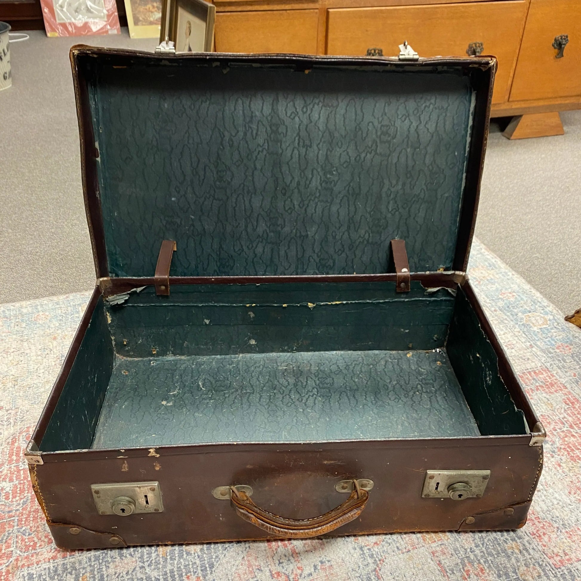 Vintage English Warranted Cowhide Luggage - Plots & Pickles