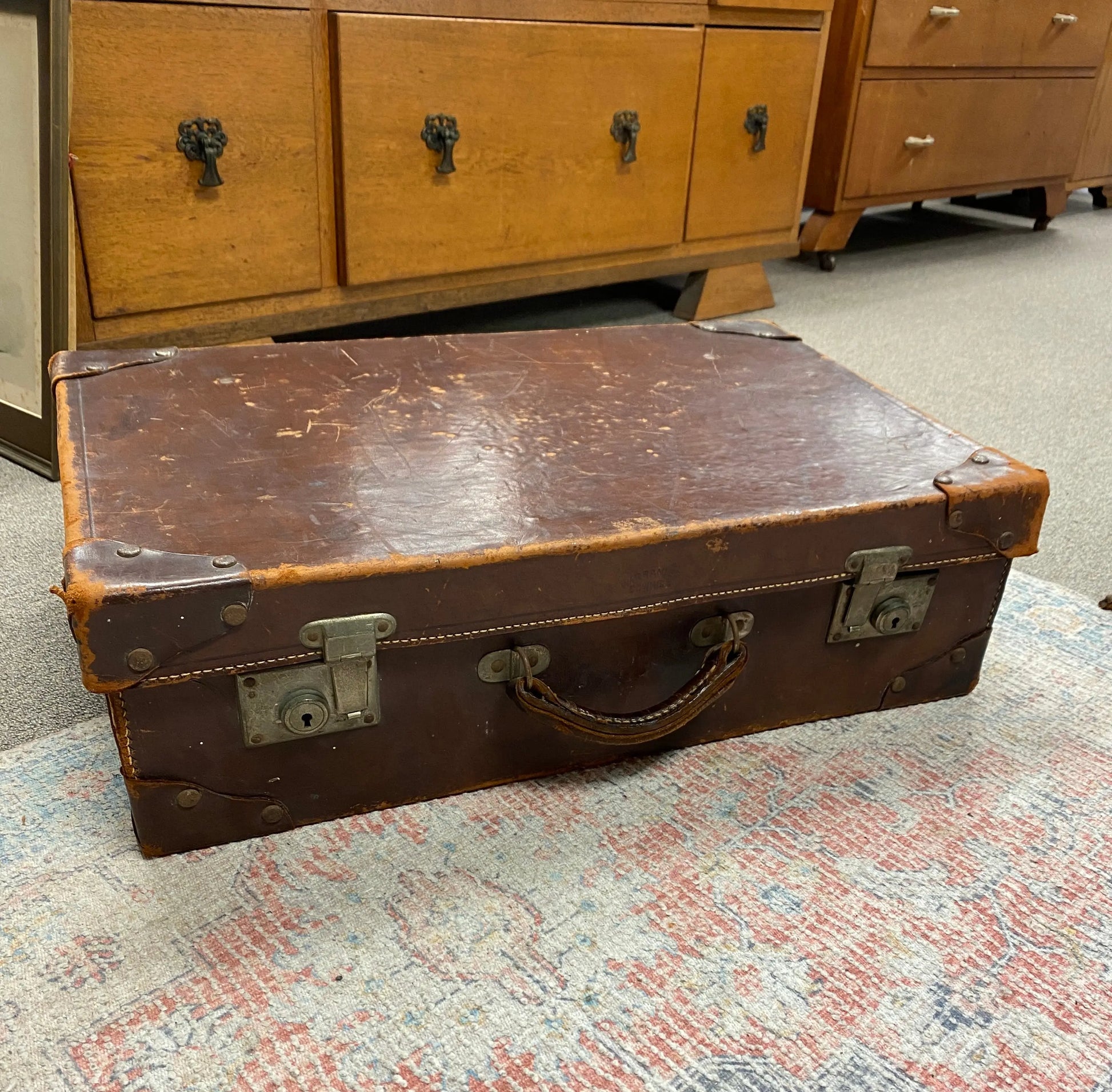 Vintage English Warranted Cowhide Luggage - Plots & Pickles