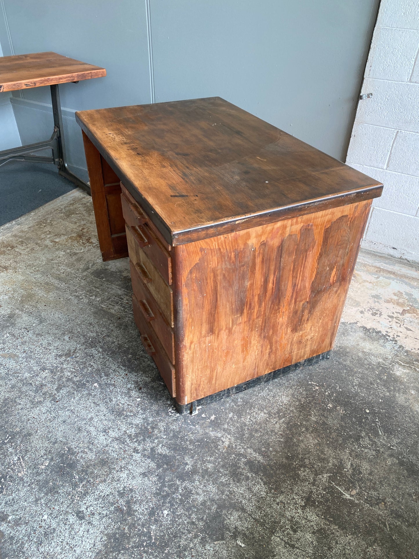 Vintage Factory Managers Desk - Rimu