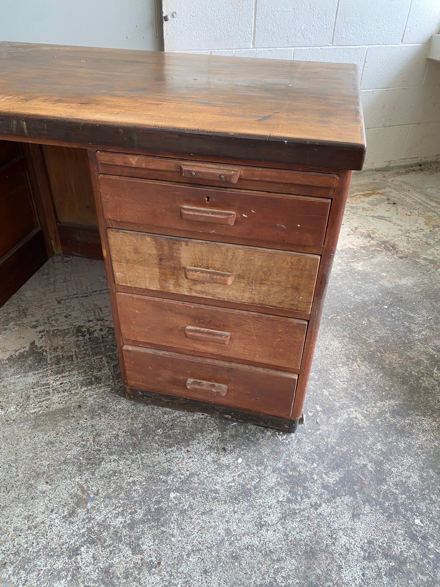 Vintage Factory Managers Desk - Rimu