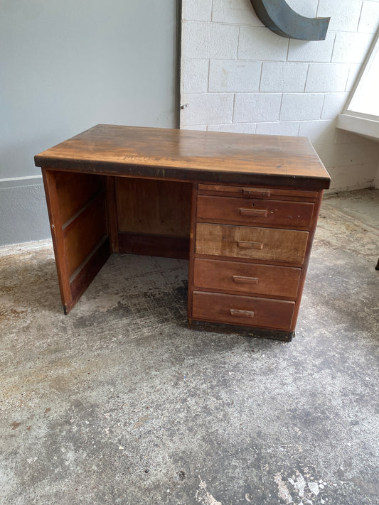 Vintage Factory Managers Desk - Rimu