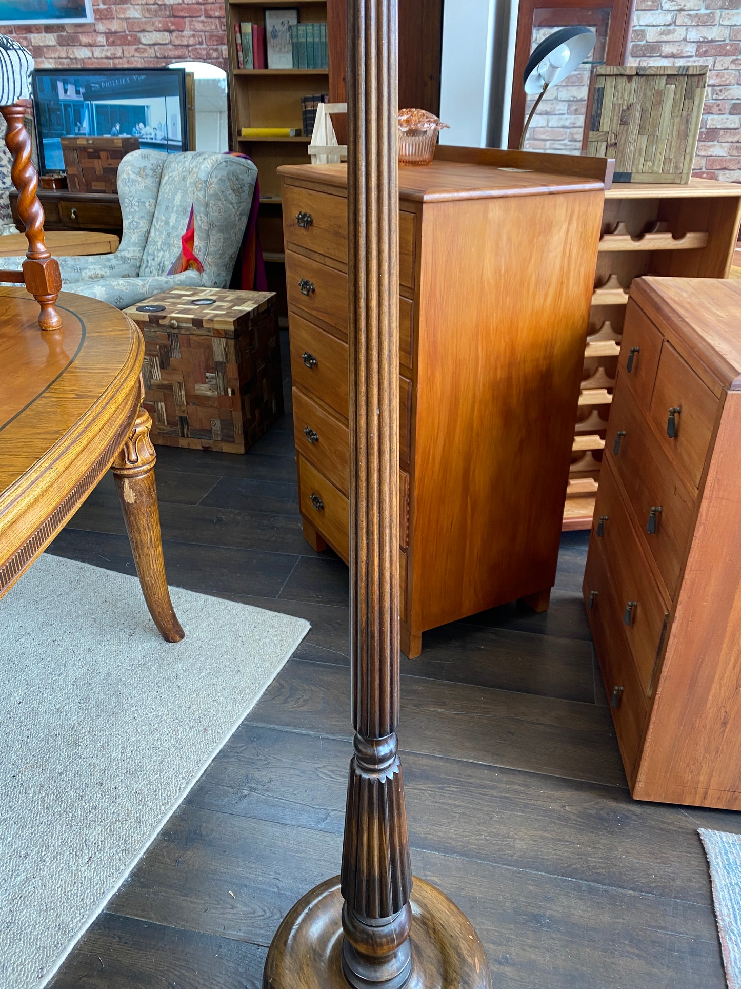 Vintage Fluted Mahogany Standard Lamp