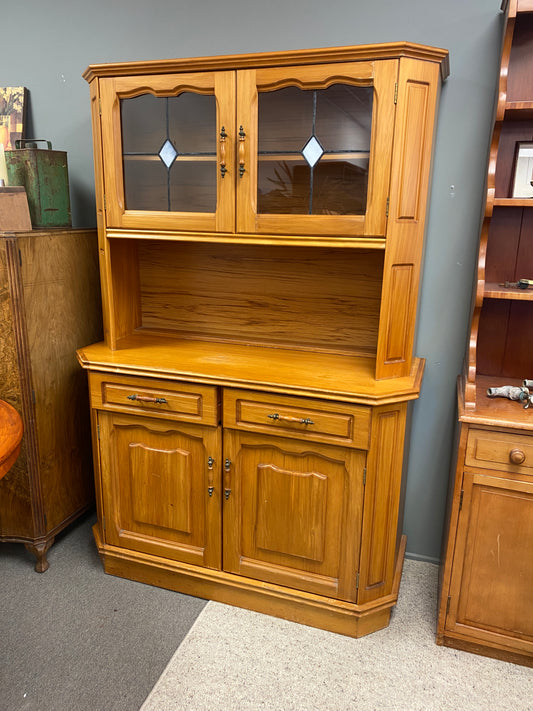 Vintage Fowler, Drummond & Waddell Rimu Leadlight Dresser
