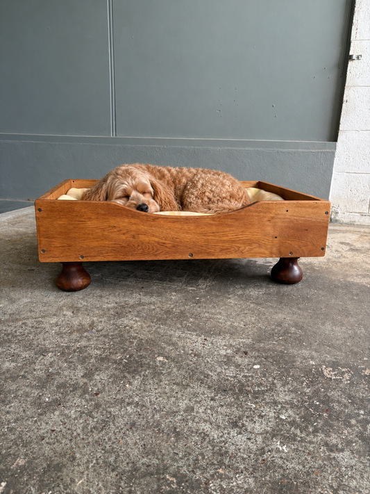 Vintage Handmade Reclaimed Oak & Kauri Dog Bed