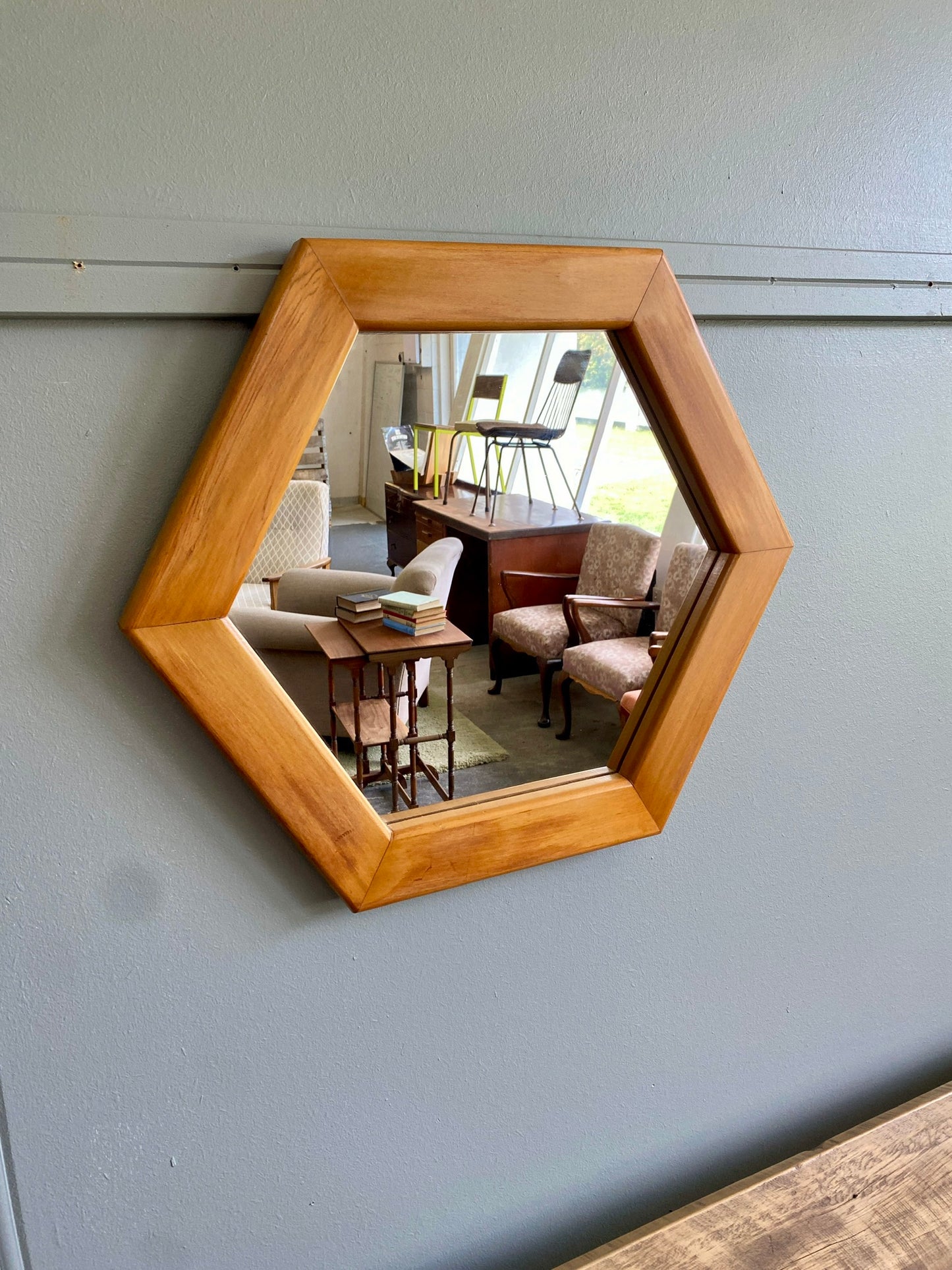 Vintage Hexagonal Rimu Hall Mirror
