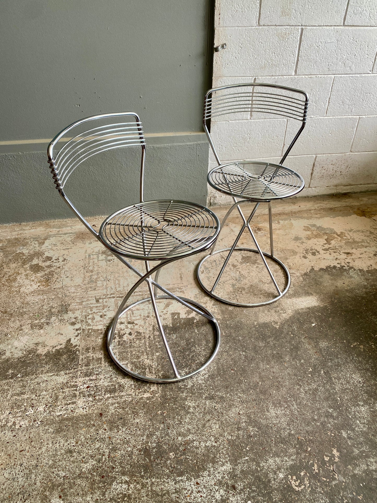 Vintage Italian Chromed Dining Chairs (Pair)