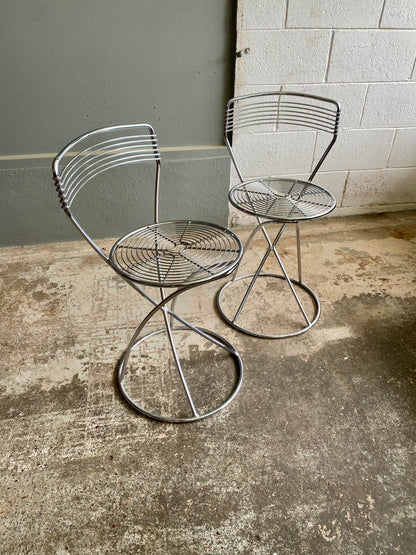 Vintage Italian Chromed Dining Chairs (Pair)