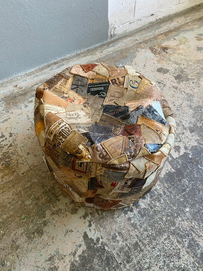 Vintage Jean Label Upcycled Pouffe