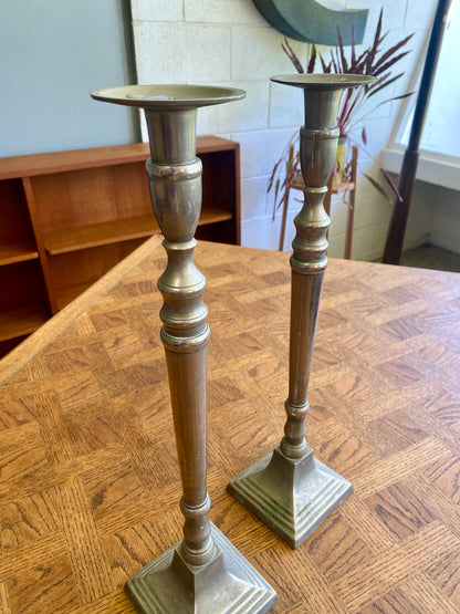 Vintage Large Bombay Company White Brass Heavy Candlestick Holders