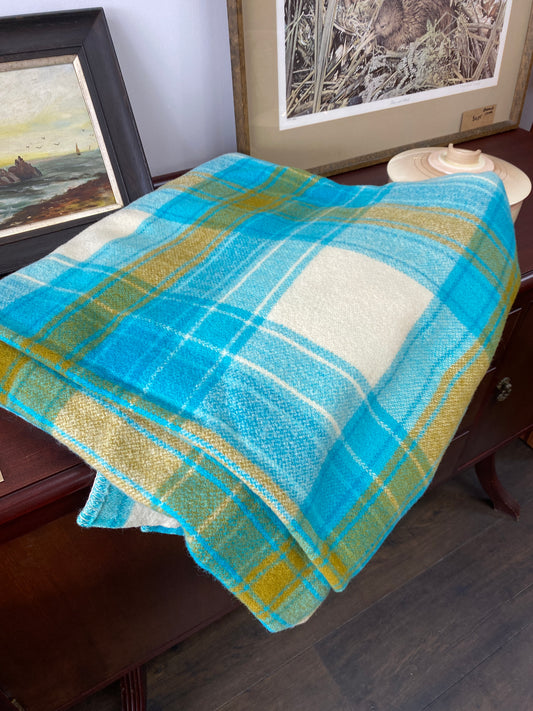 Vintage Large Wool Blanket (Teal)