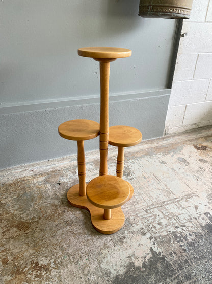 Vintage Light Oak 4 Tier Plant Stand
