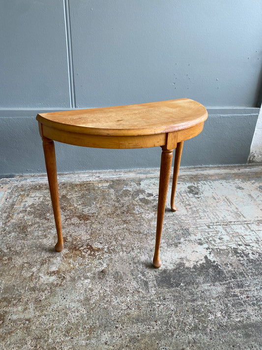 Vintage Light Oak Demi Lune with Cabriole Legs