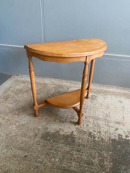 Vintage Light Solid Oak Demi Hall Table