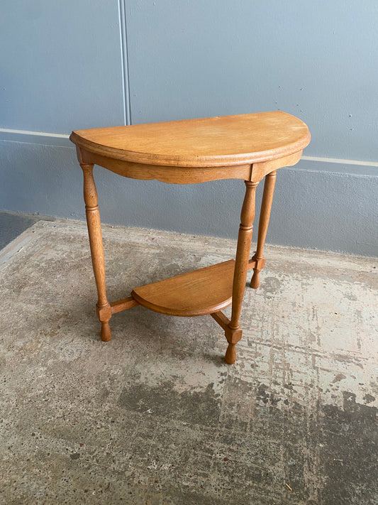 Vintage Light Solid Oak Demi Hall Table