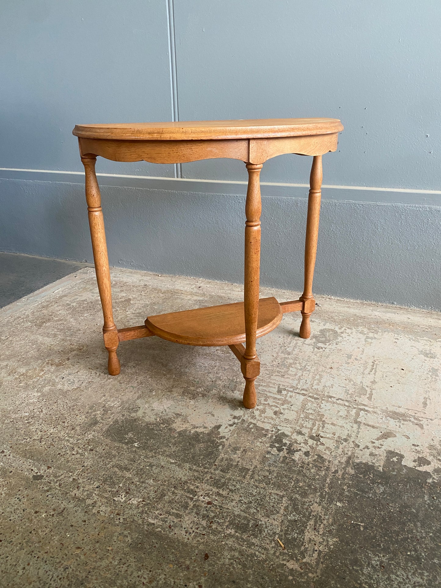 Vintage Light Solid Oak Demi Hall Table
