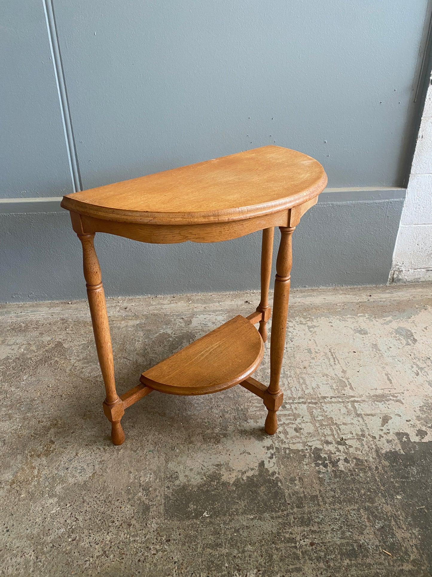 Vintage Light Solid Oak Demi Hall Table
