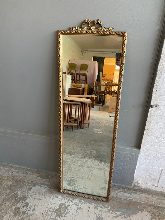 Vintage Louis XV Style Metal Guilt Dressing Mirror