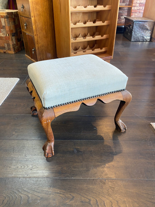 Vintage Mahogany Queen Anne Style Ball & Claw Footstool