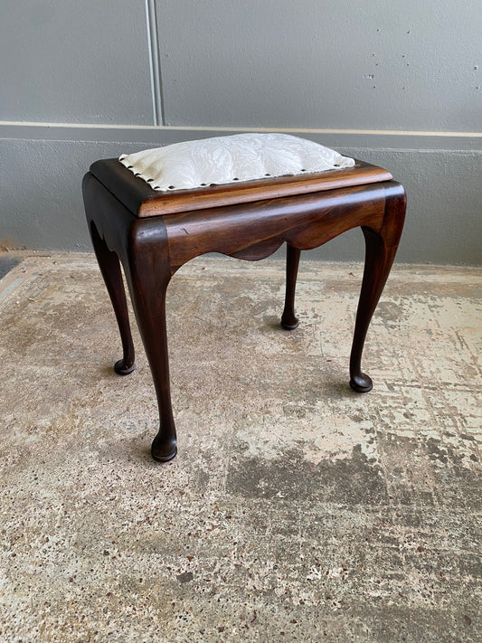 Vintage Mahogany Queen Anne Style Stool