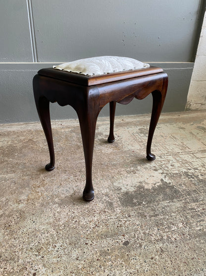 Vintage Mahogany Queen Anne Style Stool