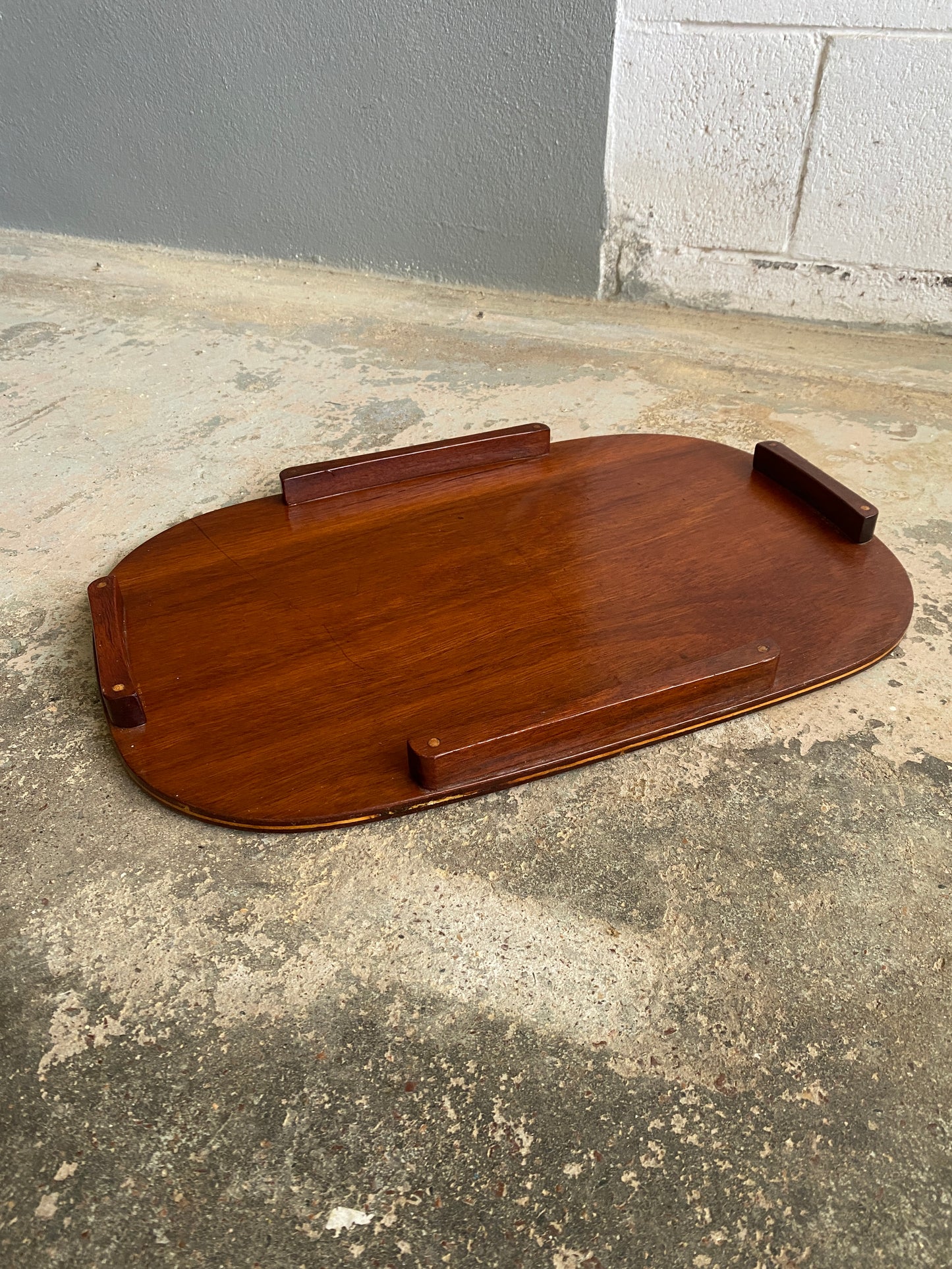 Vintage Mahogany Tray with Brass Details