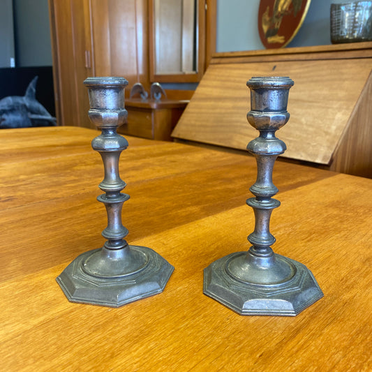 Vintage Medieval Style Candlestick Holders Pair