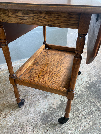Vintage Oak Drop-leaf Tea Trolley Table