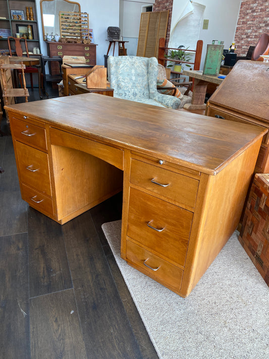 Vintage Oak Engineers Desk