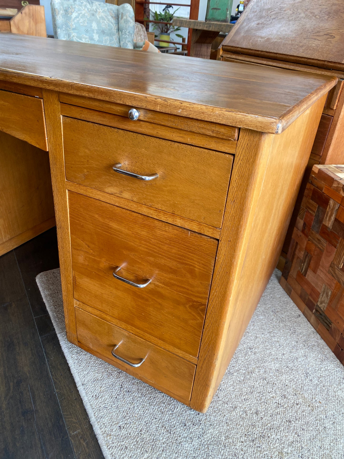 Vintage Oak Engineers Desk