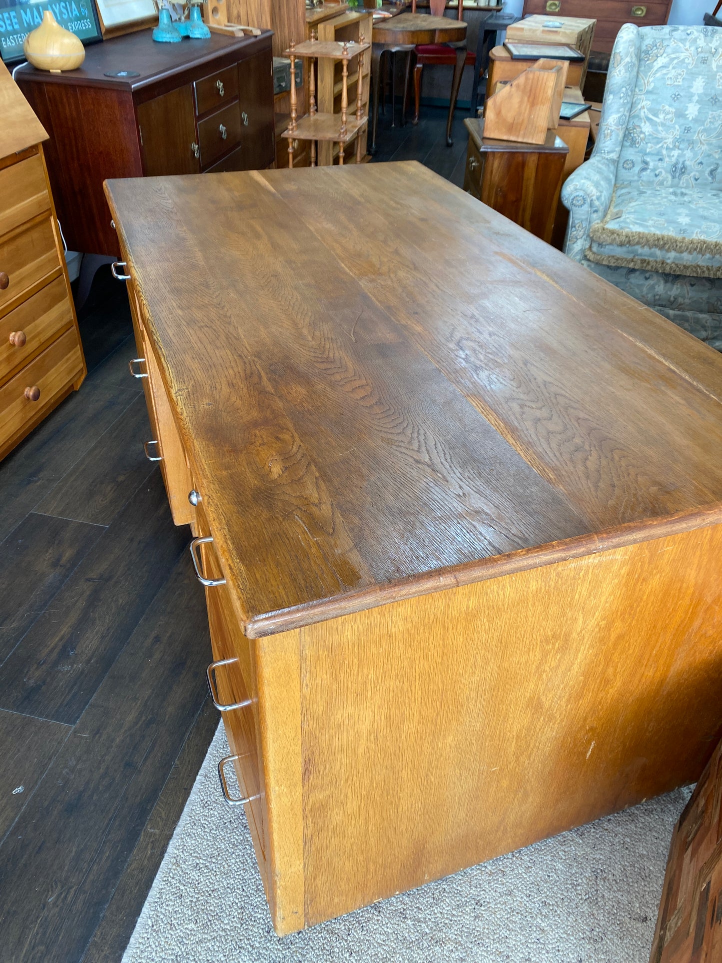 Vintage Oak Engineers Desk