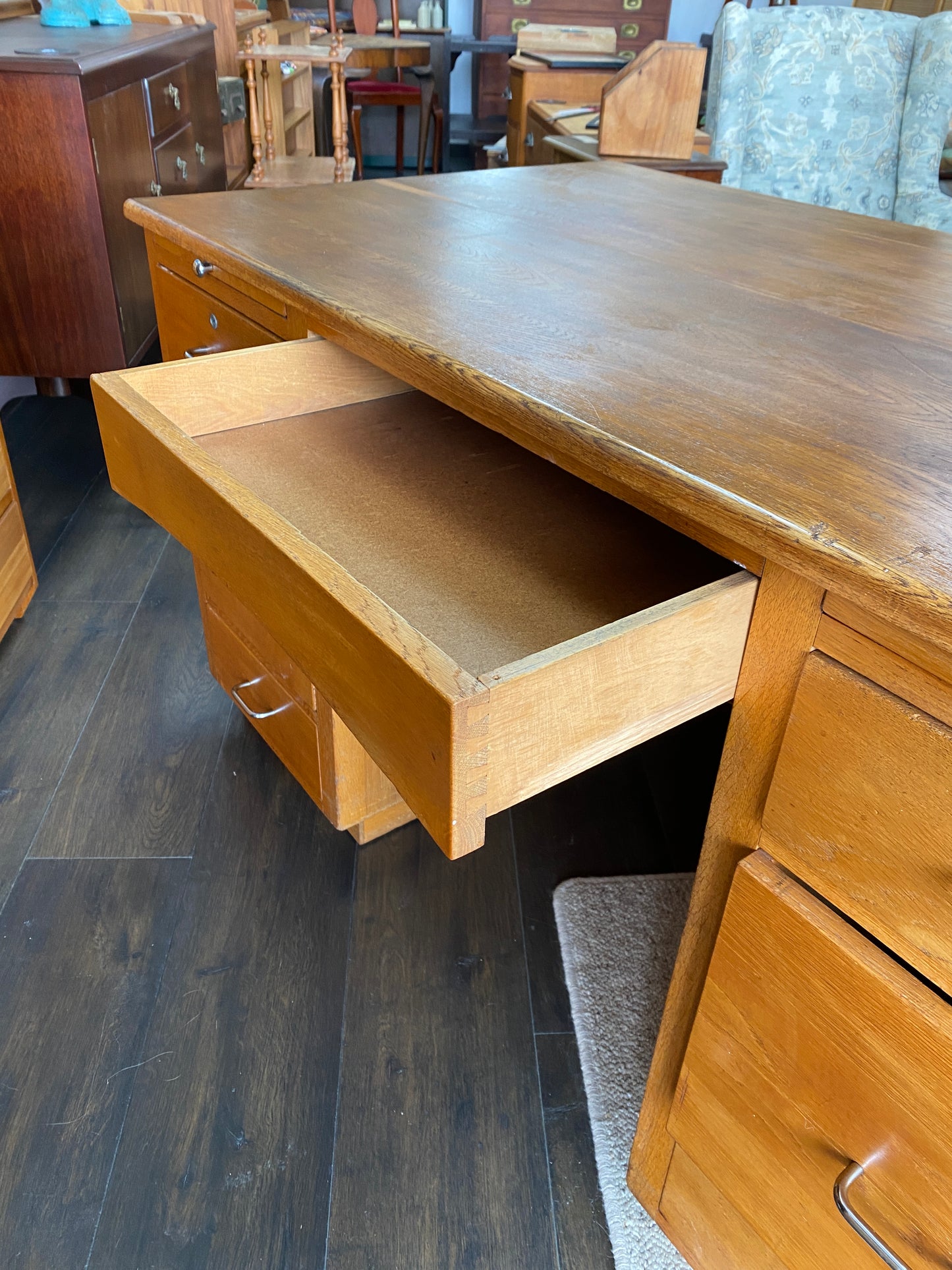Vintage Oak Engineers Desk